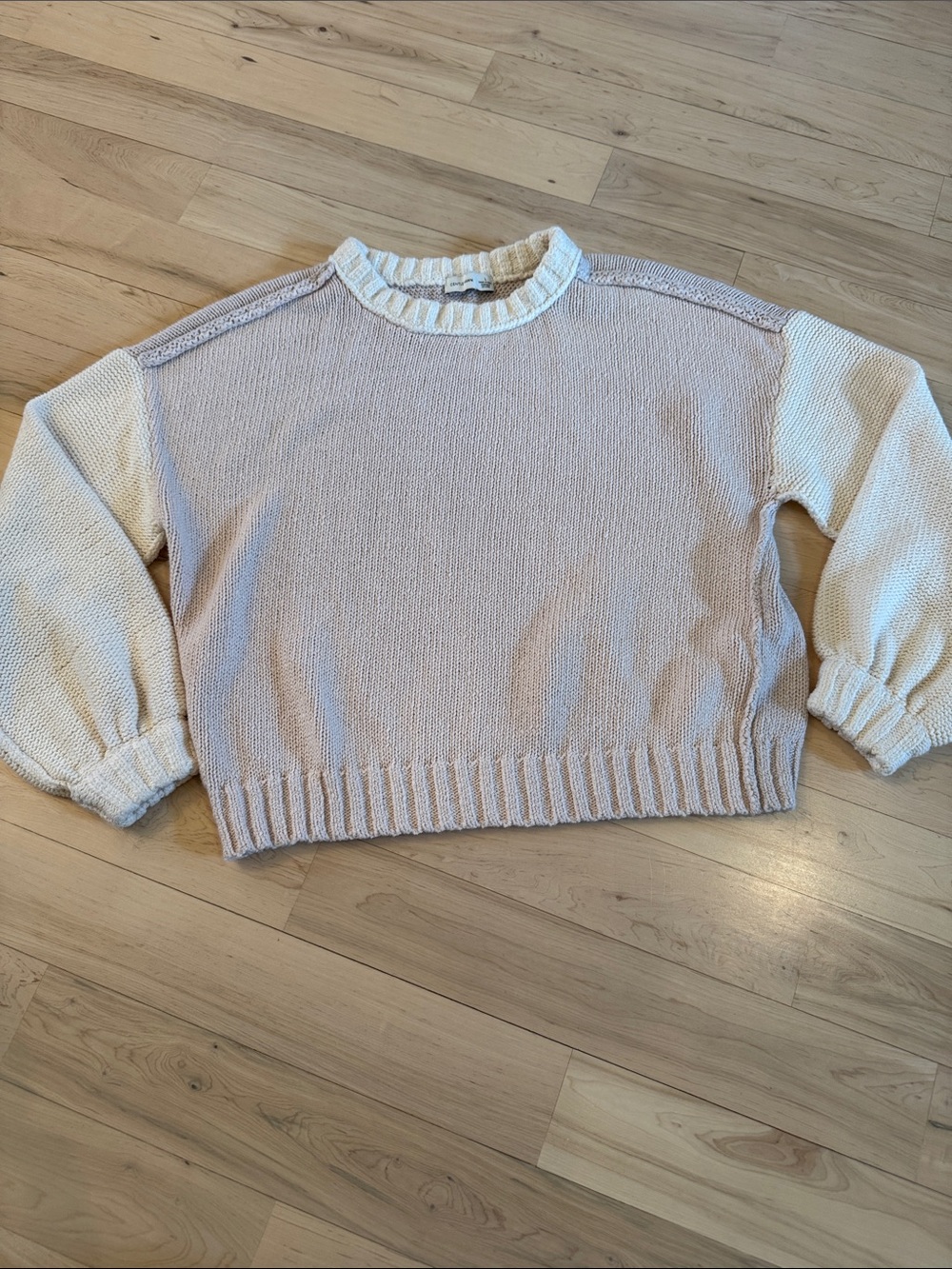 Gentle Fawn Mauve Cream Cropped Cotton Blend Sweater-Neutral-L